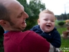 Aaron and Ben playing in their back yard
