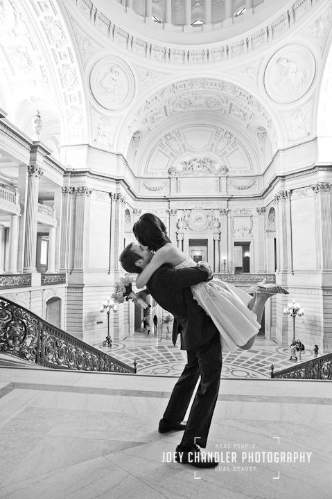 Couple celebrating wedding at City Hall, San Francisco Wedding Photographer