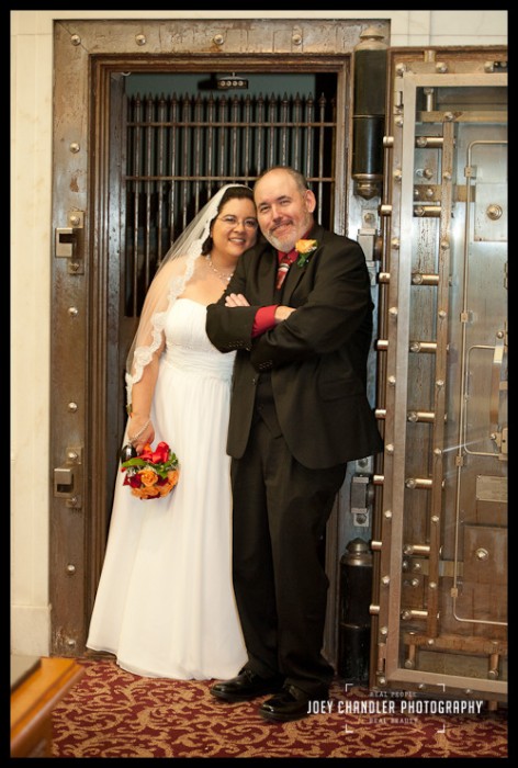 Couple standing by a safe - San Francisco City Hall Wedding Photography