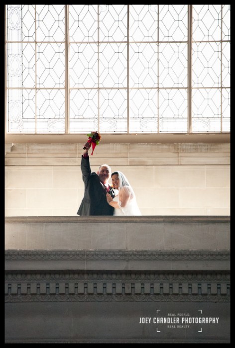 Bride and Groom celebrating - San Francisco City Hall Wedding Photography