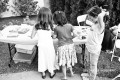 Three girls Waiting at the Craft Table at a Birthday Party