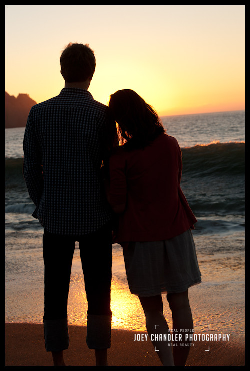 Hard to beat a nice shoulder and a sunset Couple at baker beach in San Francisco looking at the Sunset