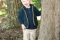 Blonde Boy peaking around tree in the Presidio - San Francisco Photographer Joey Chandler