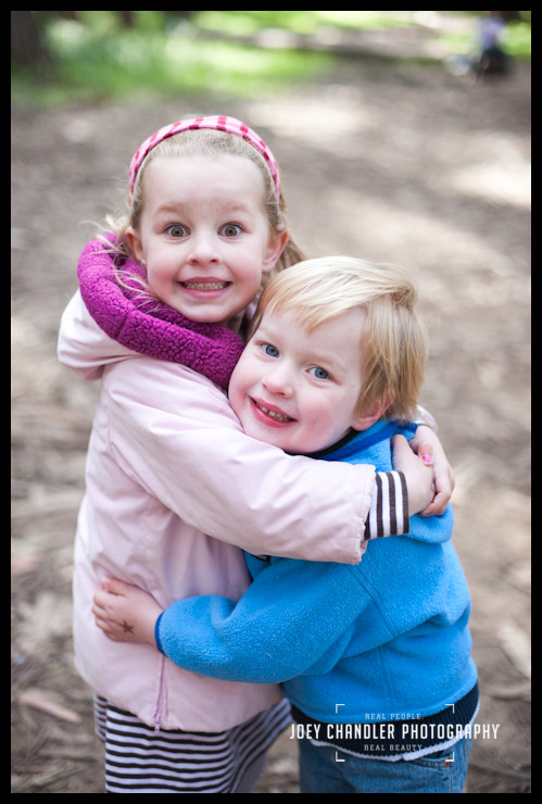 An awesome brother sister hug A brother and sister hugging in San Francisco's Presidio