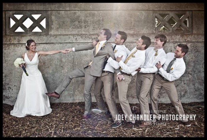Groomsmen pulling groom away from bride - San Francisco Wedding - Alysse and Cody