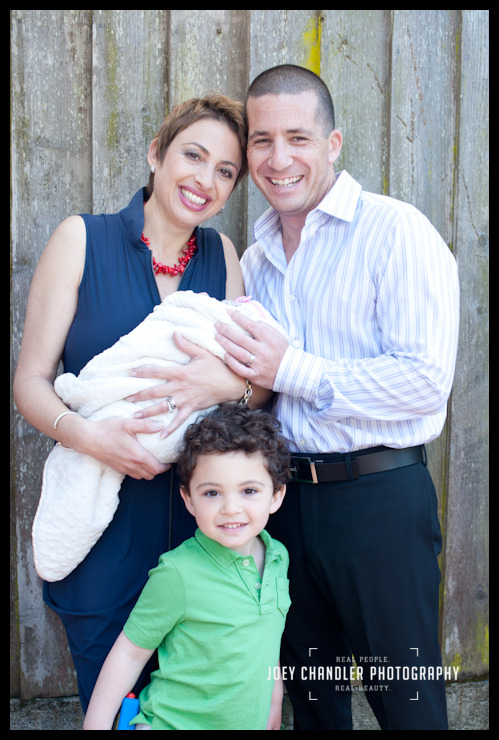 Rabb Family at naming ceremony in San Francisco Mother, Father, son and newborn baby girl