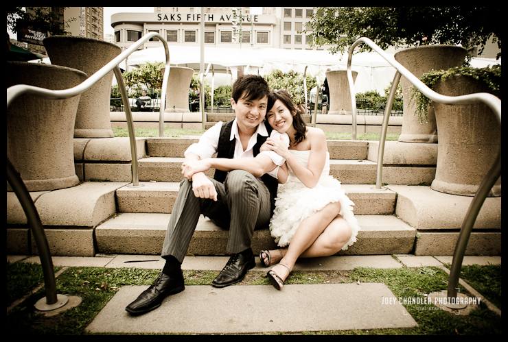 Engaged couple in San Francisco's Union Square Engaged couple in San Francisco's Union Square