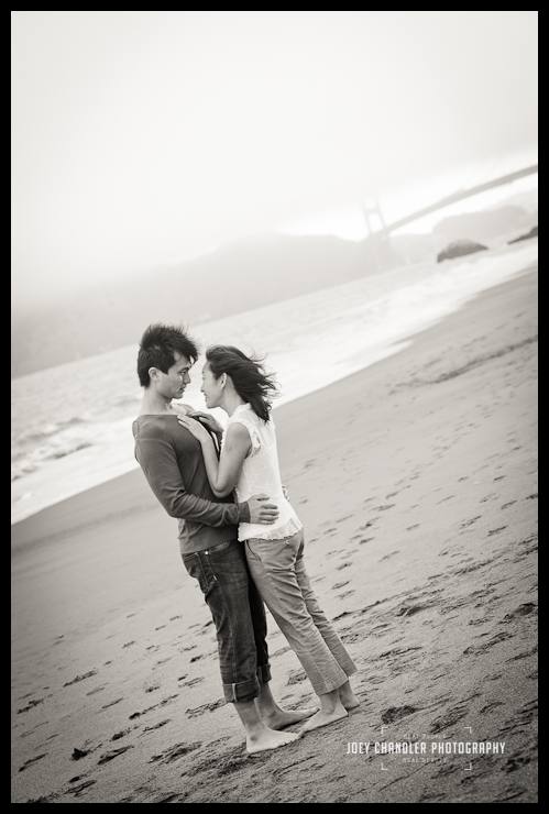 a foggy embrace on Baker Beach a foggy embrace on Baker Beach San Francisco Engagement Photographs