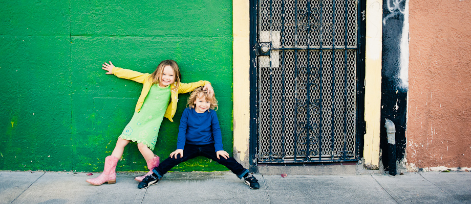 Children playing a San Francisco's Mission District door