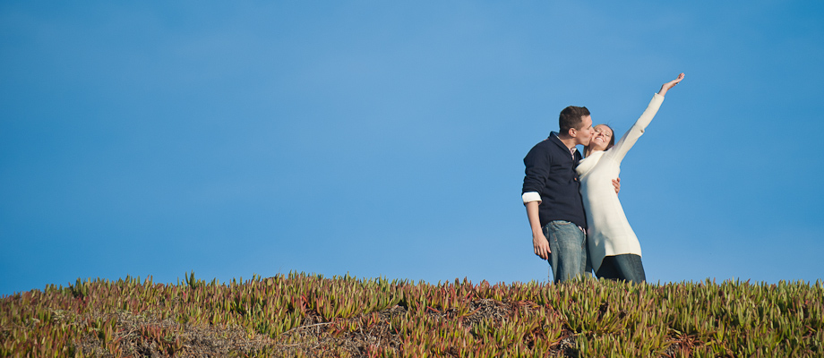 Couple celebrating their engagement and wedding in San Francisco