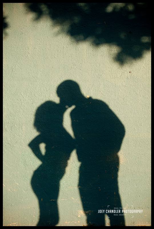 Shadow of couple kissing in San Francisco