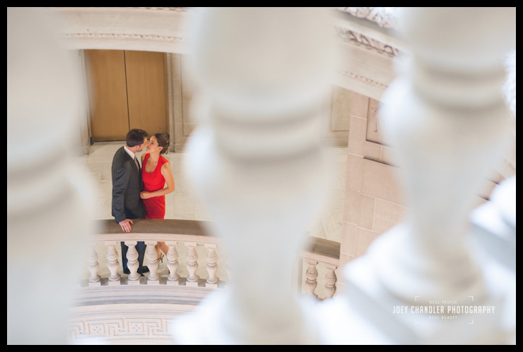 Couple kissing after their San Francisco City Hall Wedding