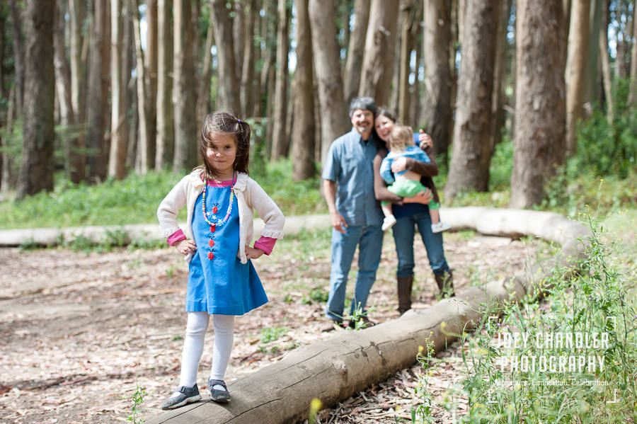 Sassy girl and family in in San Francisco's Presidio